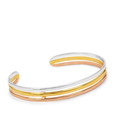 Bangle in Three Tone Gold Plated Sterling Silver