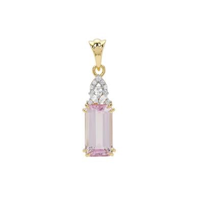 Mawi Kunzite Pendant with White Zircon in 9K Gold 4.50cts
