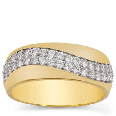 White Zircon Ring in Gold Plated Sterling Silver 0.80ct