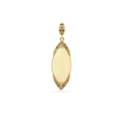 Coober Pedy Opal Pendant with Argyle Cognac Diamonds in 18K Gold 3.06cts