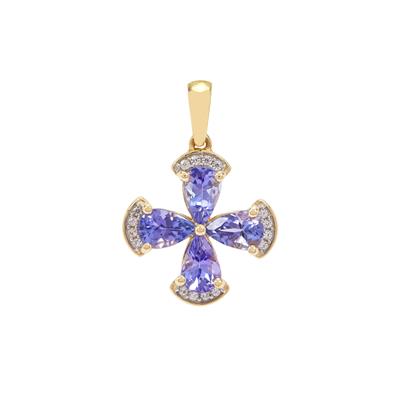 Tanzanite Pendant with White Zircon in 9K Gold 1.85cts