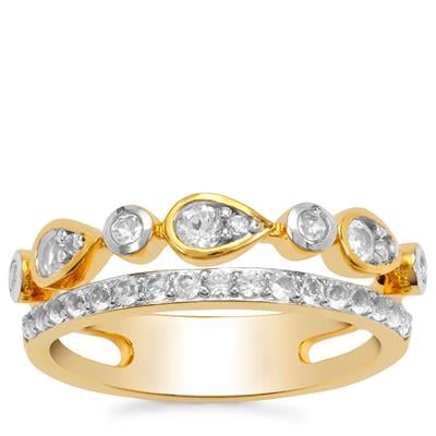 White Topaz Ring in Gold Plated Sterling Silver 0.65ct