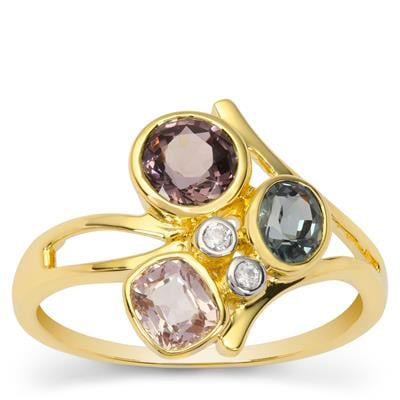 Burmese Spinel Ring with White Zircon in 9K Gold 1.85cts