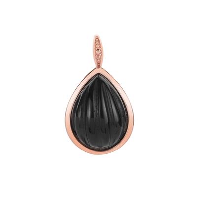 Black Obsidian Pendant in Rose Tone Sterling Silver 6.50cts