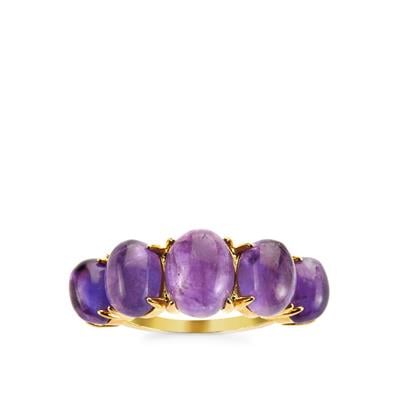 Zambian Amethyst Ring in Gold Tone Sterling Silver 8.17cts