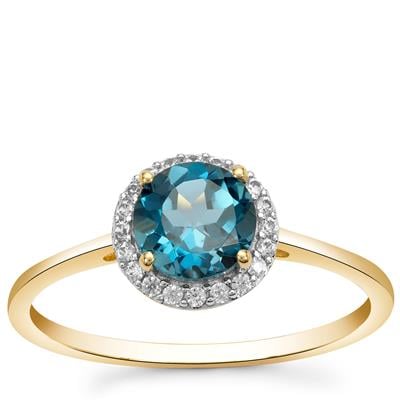 London Blue Topaz & Zircon 9K Gold Ring