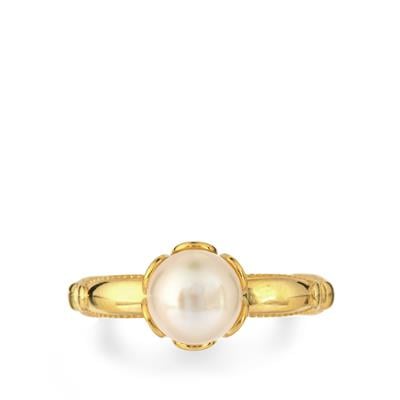 Freshwater Cultured Pearl Ring in Gold Tone Sterling Silver (7mm)