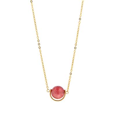 Strawberry Quartz Necklace in Gold Tone Sterling Silver 7cts