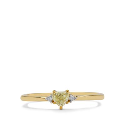 Yellow Diamond Ring with White Diamonds in 9K Gold 0.25ct