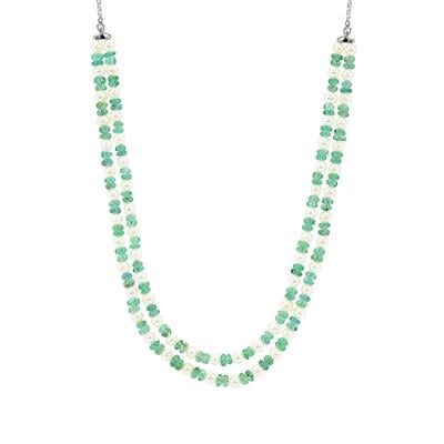 Sakota Emerald Necklace with South Sea Cultured Pearl in Sterling Silver