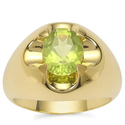 AAA Jilin Peridot Ring in Gold Plated Sterling Silver 2cts