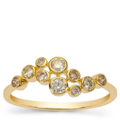 1/3ct Yellow, Golden Ivory, Champagne & White Diamond in 9K Gold 0.34ct