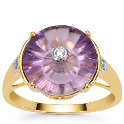 Lehrer TorusLens Ametista Amethyst Ring with Diamonds in 9K Gold 4.30cts