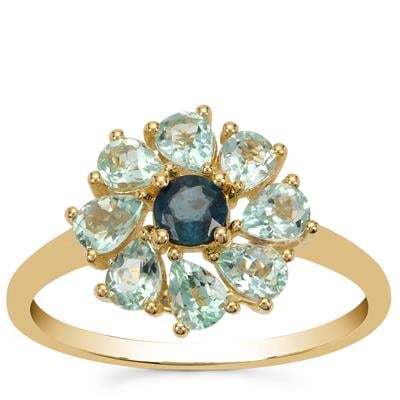 Nigerian Blue Sapphire Ring with Aquaiba™ Beryl in 9K Gold 1.30cts