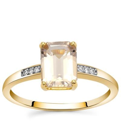 Peach Morganite Ring with White Zircon in 9K Gold 1.30cts