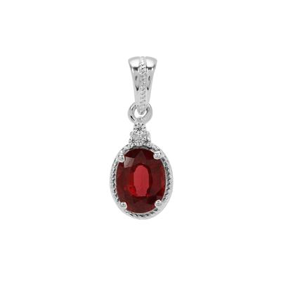 Malawi Garnet Pendant with White Zircon in Sterling Silver 2.15cts