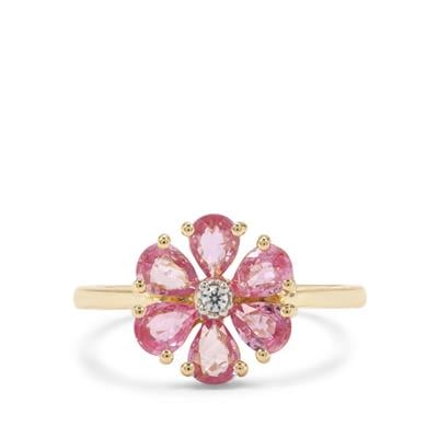 Madagascan Pink Sapphire Ring with White Zircon in 9K Gold 1.45cts