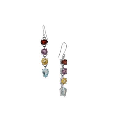 'Colours of Summer' Multi Gemstones Sterling Silver Aryonna Earrings ATGW 12.50cts