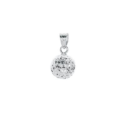 9K White Gold Diamond Cut Ball Pendant