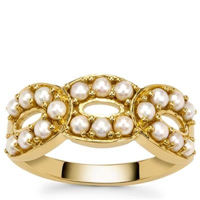 Indonesian Seed Pearls Ring in Gold Plated Sterling Silver (2.30MM)