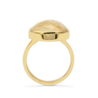 Golden Rutile Quartz Ring in Gold Plated Sterling Silver