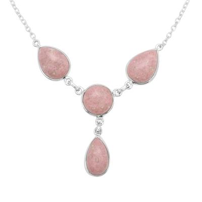 Thulite Necklace in Sterling Silver 20.68cts