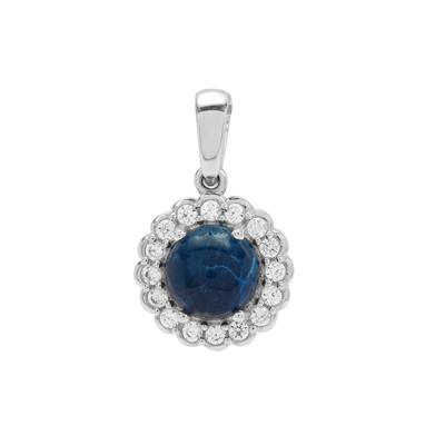 Afghanite Pendant with White Zircon in Sterling Silver 1.50cts