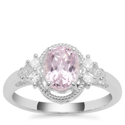Brazilian Kunzite Ring with White Zircon in Sterling Silver 1.91cts