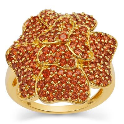 Red Garnet Ring in Gold Plated Sterling Silver 2.65cts