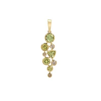 Mali Garnet Pendant with Golden Ivory, Champagne Diamond in 9K Gold 1.30cts