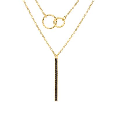 Black Spinel Necklace in Gold Plated Sterling Silver 0.40ct