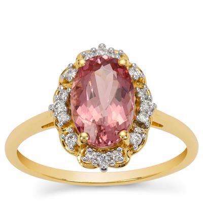 Tajik Spinel Ring with Diamond in 18K Gold 2.22cts