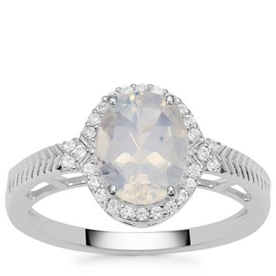 Blue Moon Quartz Ring with White Zircon in Sterling Silver 1.90cts