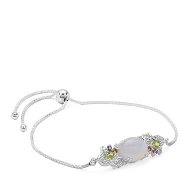 Aqua Chalcedony Slider Bracelet with Multi-Gemstone in Sterling Silver 4.45cts