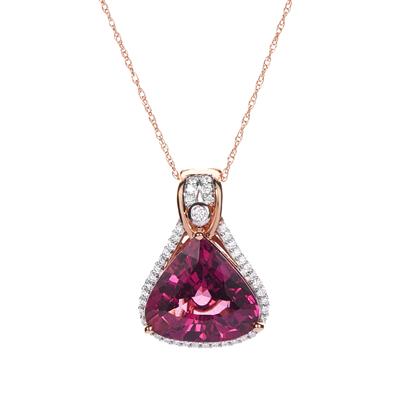 Magenta Garnet Necklace with Diamonds in 18K Rose Gold 8.09cts