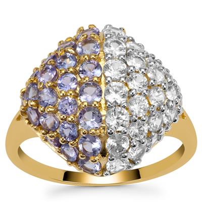 AA Tanzanite Ring with White Zircon in 9K Gold 3.30cts
