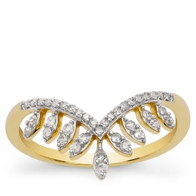 'Princess Wishbone Diamond' Ring in 9K Gold 0.25cts