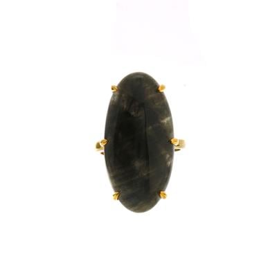Paul Island Labradorite Ring in Gold Tone Sterling Silver 23.24cts 