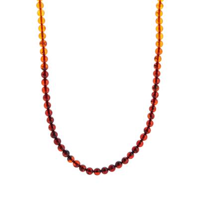 Baltic Cognac, Cherry & Champagne Amber Ombre Necklace in Gold Tone Sterling Silver 
