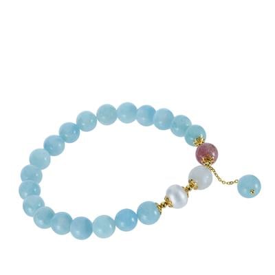 Handcrafted Silver Gold Plated Aquamarine Mash Sheet Bracelet - Adore Jewels