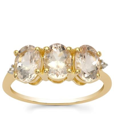 Champagne Danburite Ring with White Zircon in 9K Gold 2.25cts