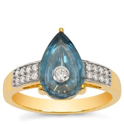 Lehrer TorusRing Aquamarine Ring with Diamonds in 18K Gold 1.96cts