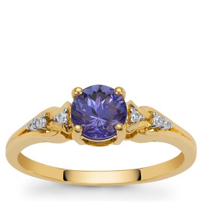AA Tanzanite Ring with White Zircon in 9K Gold 0.95ct