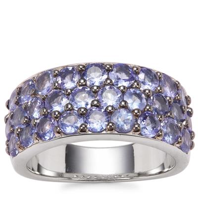 Tanzanite Ring in Platinum Plated Sterling Silver 3.22cts