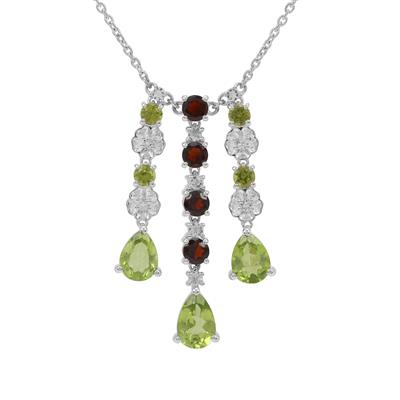 Rajasthan Garnet Necklace with Multi Gemstones in Sterling Silver 6.45cts