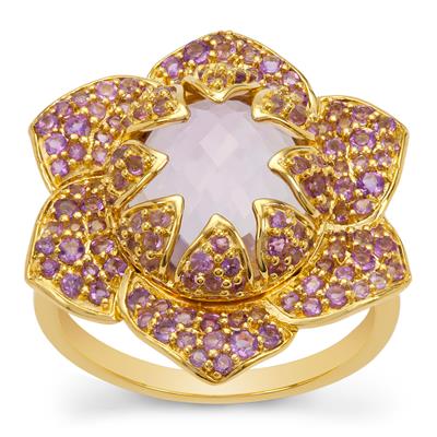 Rose De France, Ametista Amethyst Ring Gold Plated Sterling Silver 5.35cts