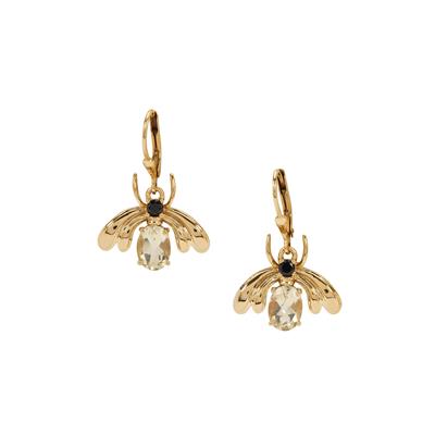 Serenite Earrings with Black Spinel in Gold Plated Sterling Silver 2.60cts