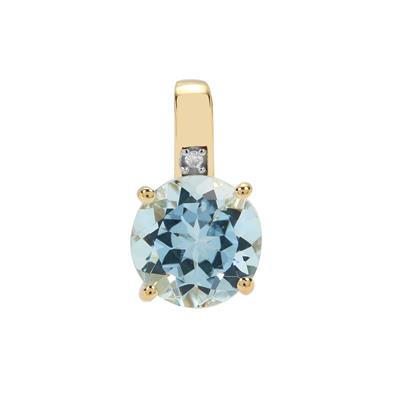 Pedra Azul Aquamarine Pendant with Diamond in 9K Gold 1.30cts