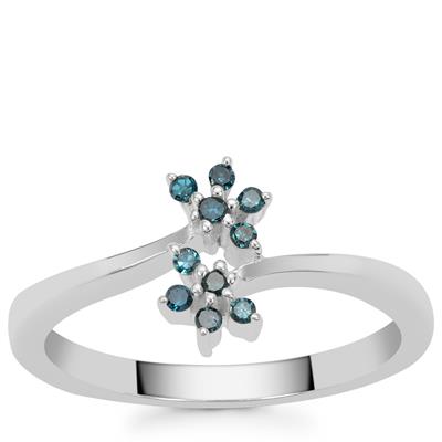 Blue Diamond Ring in Sterling Silver 0.11ct