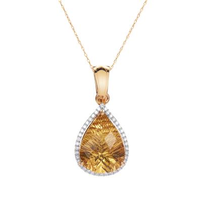 Heliodor Necklace with Diamonds in 18K Gold 12.14cts